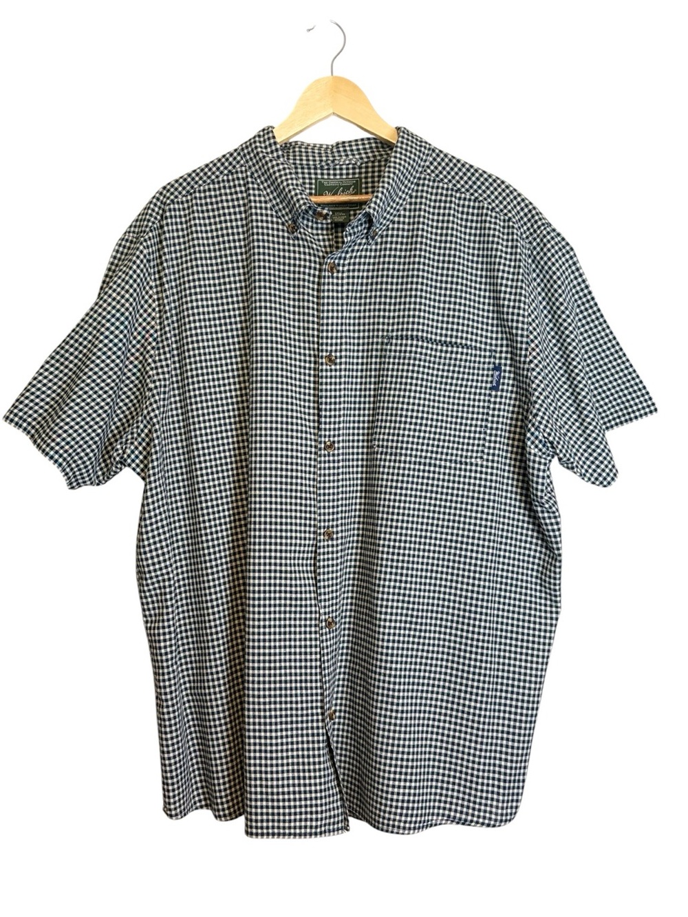 Woolrich Woolen Mills XXL Tall Men's Short-Sleeve Gingham Button Down Navy Check